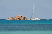  Boats moored at rocks off Côte d'Or, Praslin